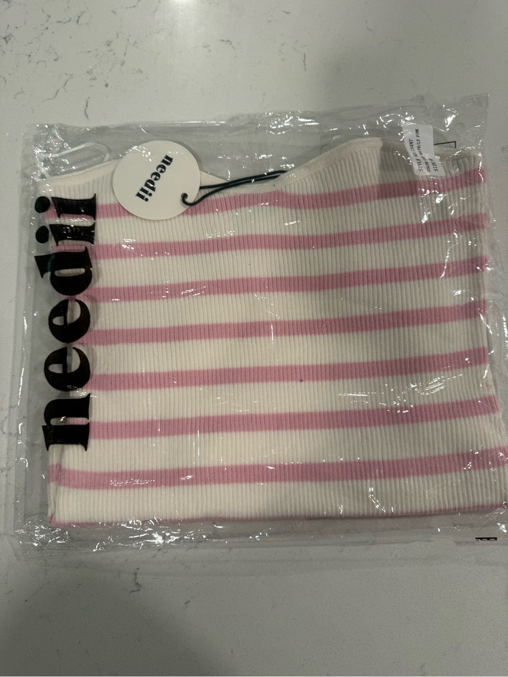 NWT Needli Pink and White Striped Ribbed Top
